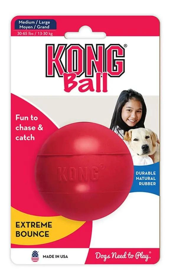 PELOTA DE CAUCHO ROJO MEDIANA PARA PERRO CON AGU - 3