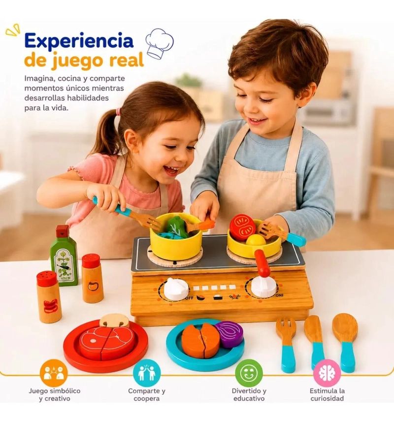 SET DE COCINA DE MADERA CON 25 PIEZAS DE OLLAS Y UTENSILIOS - 4