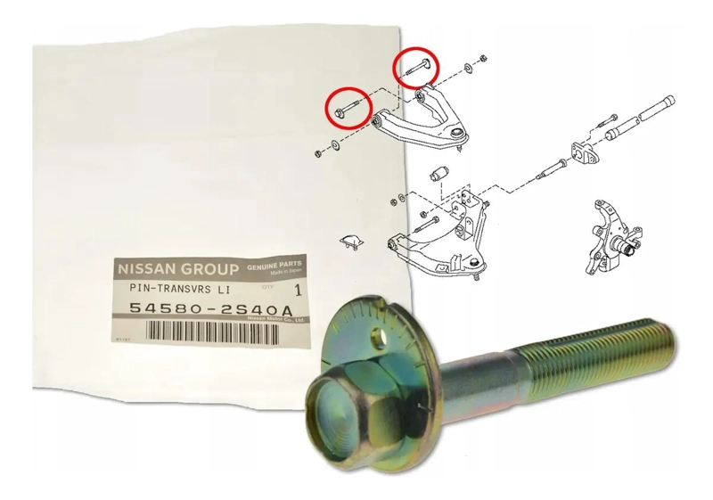 PERNO EXCE NTRICO PARA BANDEJA DE SUSPENSION DE VEHICULO NISSAN TERRANO 2.5 - 4