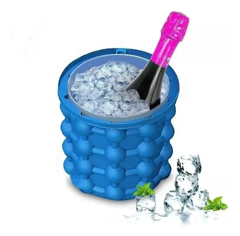MOLDE DE SILICONA PARA HACER CUBOS DE HIELO COLOR AZUL - 2