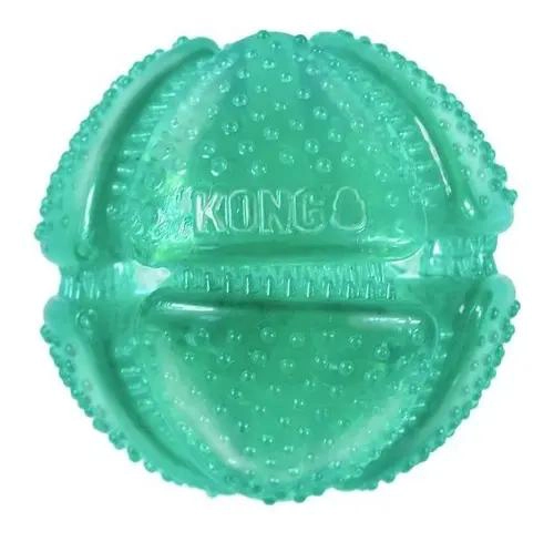 PELOTA DENTAL PARA PERRO COLOR VERDE AQUA CON SONIDO Y RELLENABLE - 1
