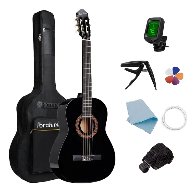 GUITARRA ACUSTICA CLASICA DE 39 PULGADAS CON FUNDA Y COLORES VARIADOS - 1
