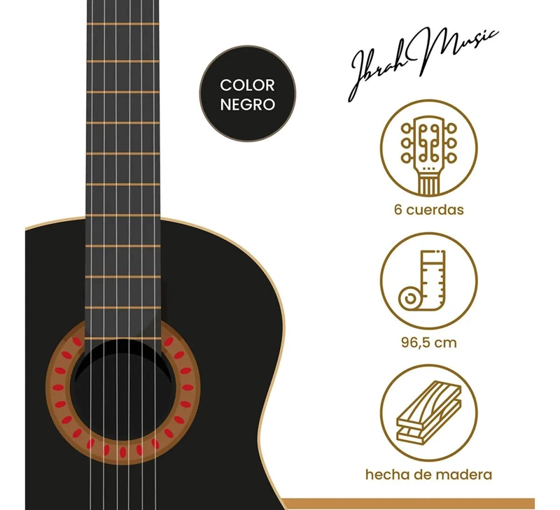 GUITARRA ACUSTICA CLASICA DE 39 PULGADAS CON FUNDA Y COLORES VARIADOS - 2