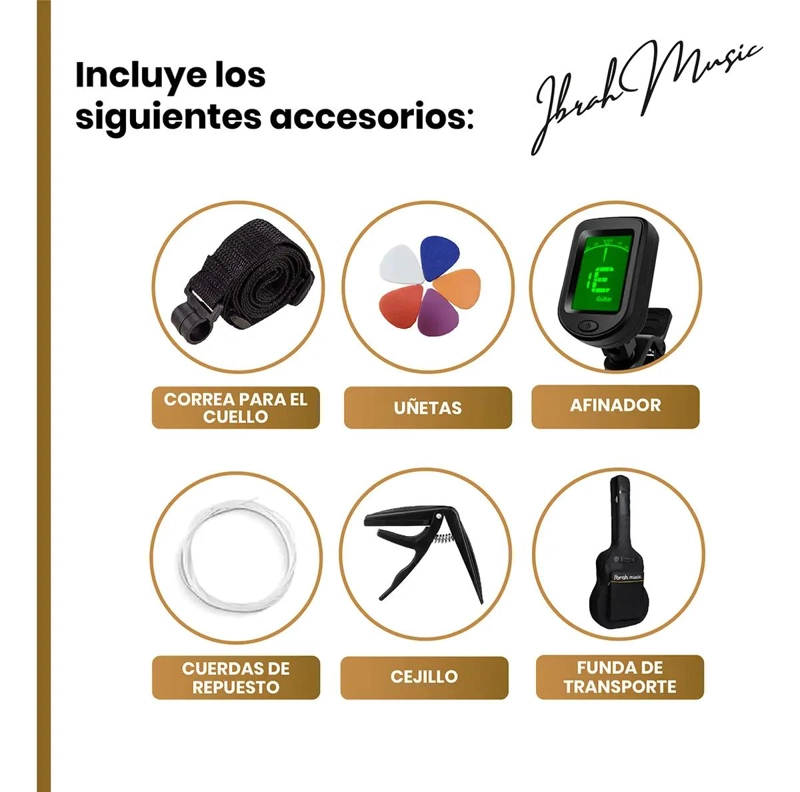 GUITARRA ACUSTICA CLASICA DE 39 PULGADAS CON FUNDA Y COLORES VARIADOS - 3