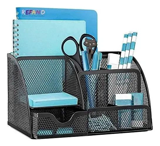 ORGANIZADOR DE ESCRITORIO DE MALLA CON SEIS COMPARTIMENTOS - 1