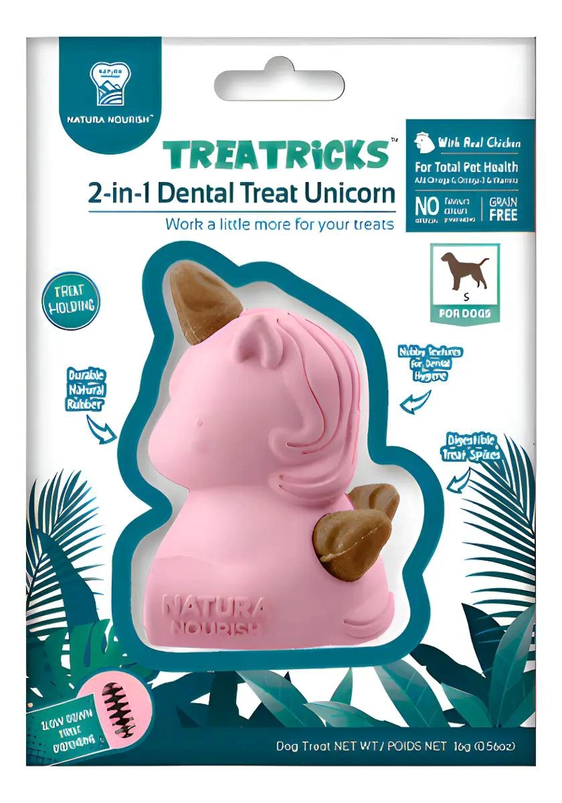 JUGUETE INTERACTIVO PARA PERRO CON DISEÑO DE UNICORNIO Y FUNCION DENTAL - 1