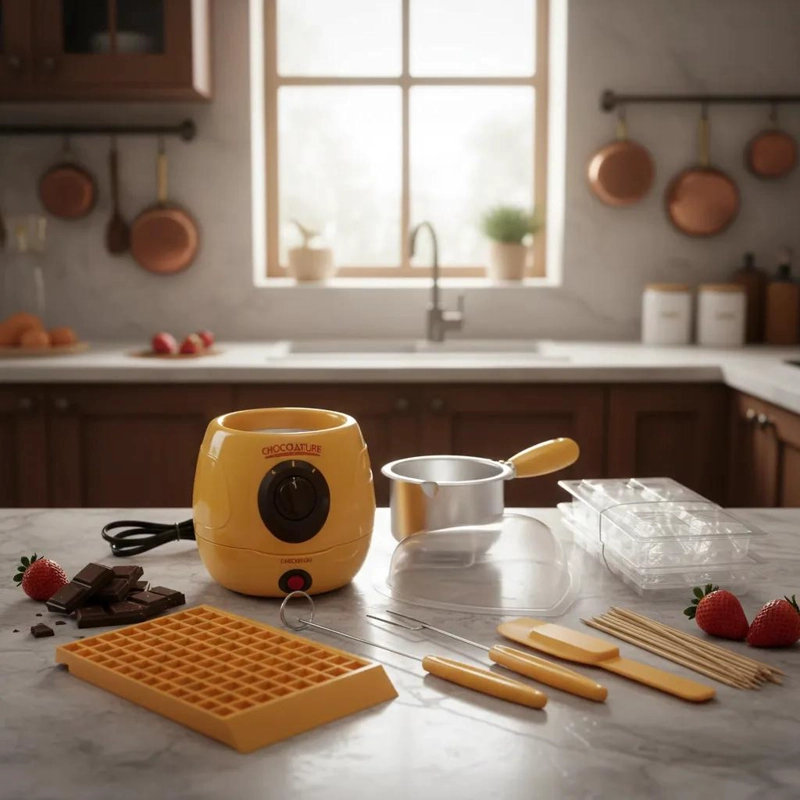 FONDUE ELE CTRICA PARA CHOCOLATE CON OLLA DE COLOR AMARILLO - 1