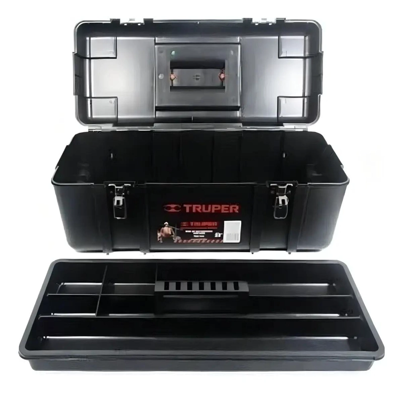CAJA DE HERRAMIENTAS NEGRA CON COMPARTIMENTOS DE 51X25 CM - 3