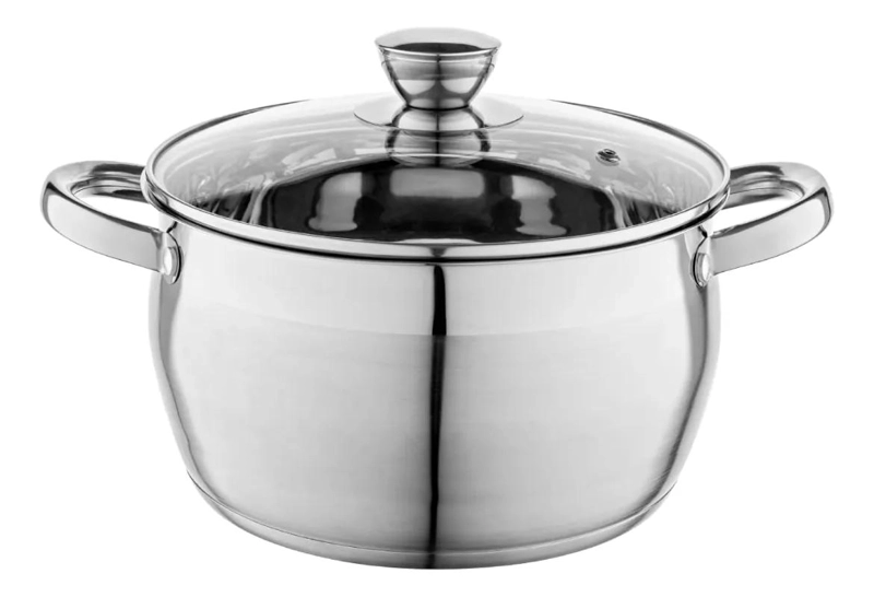 OLLA DE ACERO INOXIDABLE CON TAPA DE VIDRIO 3,6 LITROS 20 CM - 1