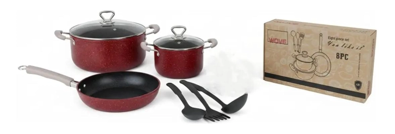 SET DE OLLAS DE 20CM, 24CM Y 26CM CON UTENSILIOS DE COCINA DE 8 PIEZAS - 1