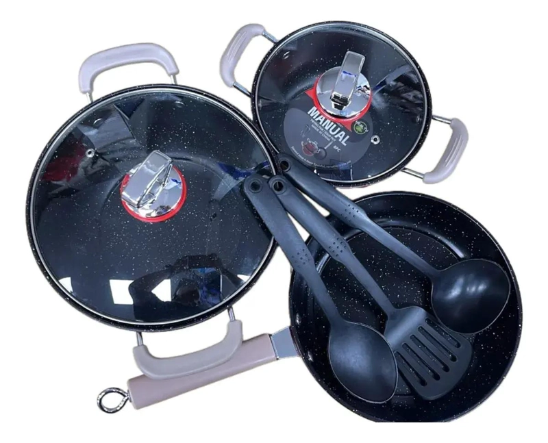 SET DE OLLAS DE 20CM, 24CM Y 26CM CON UTENSILIOS DE COCINA DE 8 PIEZAS - 2