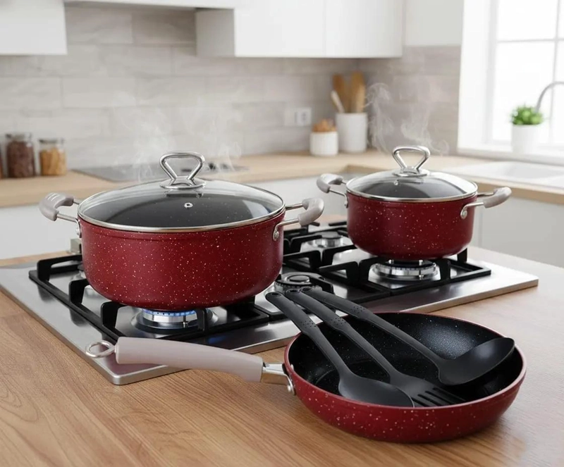 SET DE OLLAS DE 20CM, 24CM Y 26CM CON UTENSILIOS DE COCINA DE 8 PIEZAS - 5