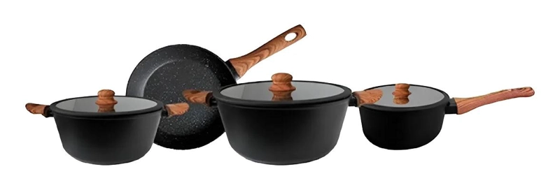 BATERIA DE COCINA CON OLLAS ANTIADHERENTES DE GRANITO FUNDIDO - 2