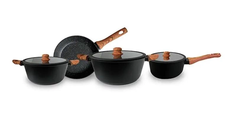 BATERIA DE COCINA CON OLLAS ANTIADHERENTES DE GRANITO FUNDIDO - 3