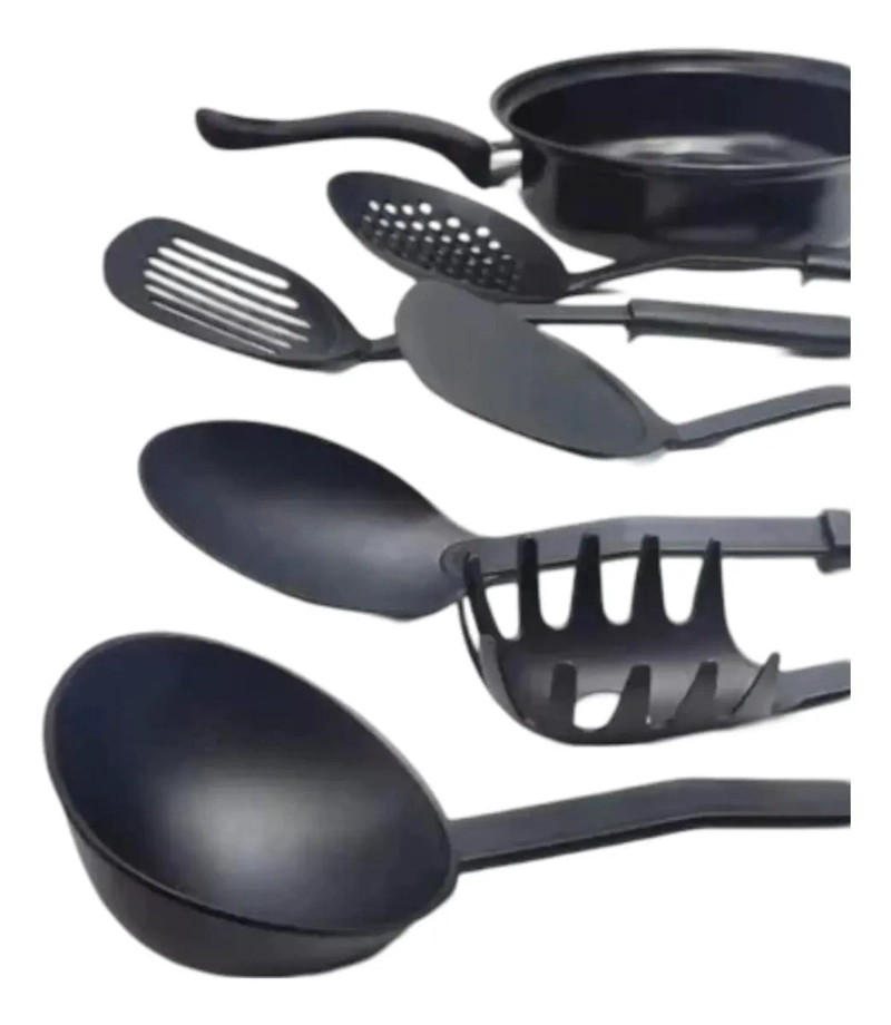 JUEGO DE OLLAS Y UTENSILIOS DE COCINA 13 PIEZAS COLOR NEGRO - 3