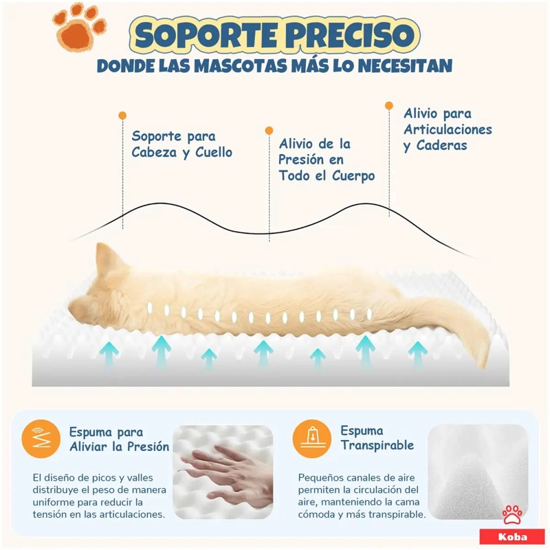 CAMA ANTIESTRE S EXTRA GRANDE PARA PERROS CON COLCHON COMODO Y RESISTENTE - 2