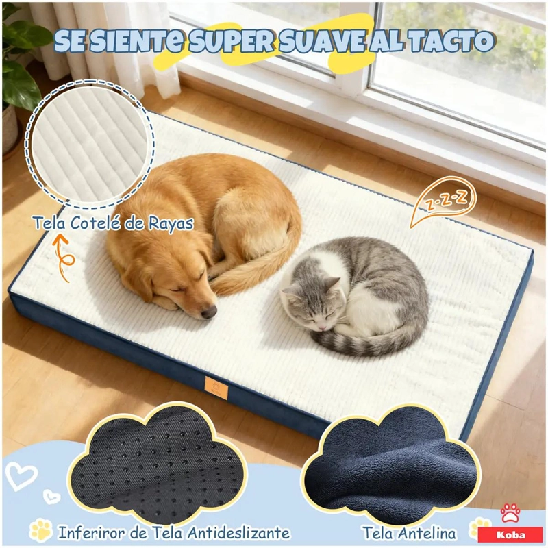 CAMA ANTIESTRE S EXTRA GRANDE PARA PERROS CON COLCHON COMODO Y RESISTENTE - 4