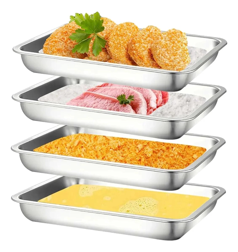 SET DE 4 BANDEJAS PARA HORNO MULTIUSO DE ACERO INOXIDABLE 40X30 CM - 1