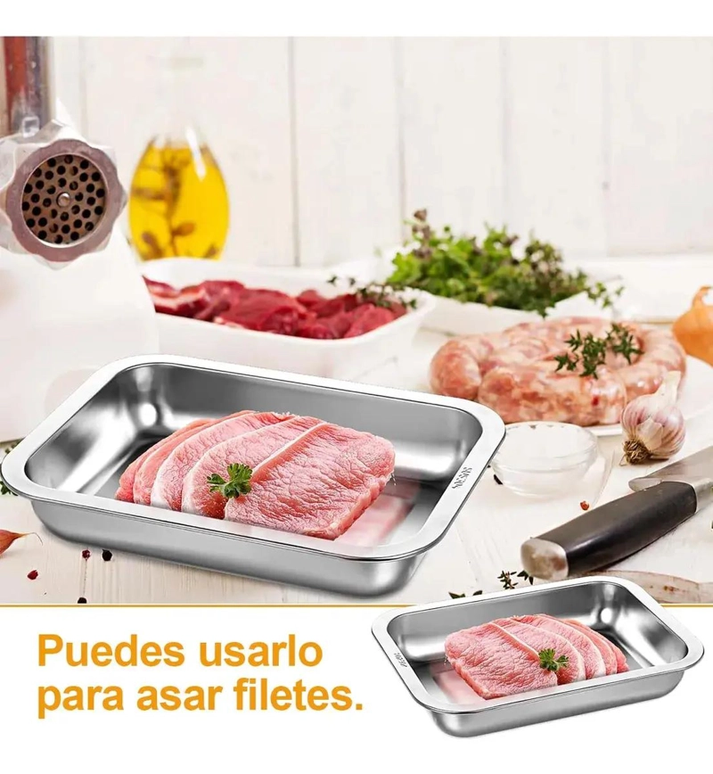 SET DE 4 BANDEJAS PARA HORNO MULTIUSO DE ACERO INOXIDABLE 40X30 CM - 3