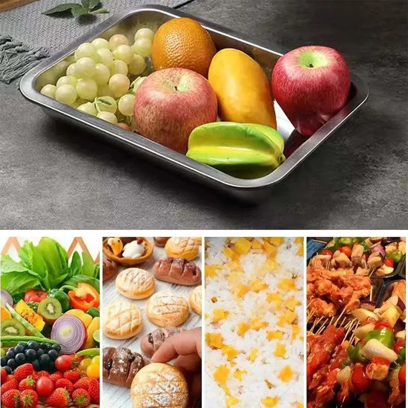SET DE 4 BANDEJAS PARA HORNO MULTIUSO DE ACERO INOXIDABLE 40X30 CM - 4
