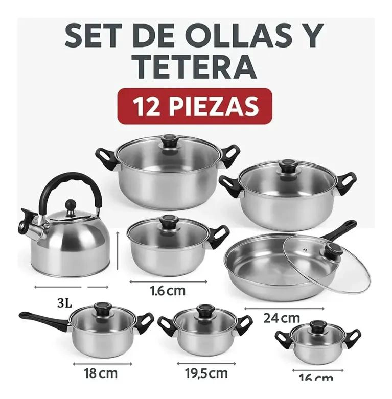 SET DE 12 UTENSILIOS PARA COCINA CON OLLAS ANTIADHERENTES - 2