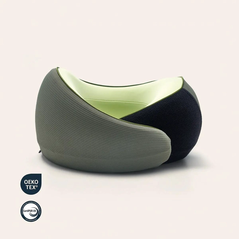 PACK DE VIAJE CON ANTIFAZ GRIS Y ALMOHADA ERGONOMICA PARA DESCANSO - 3