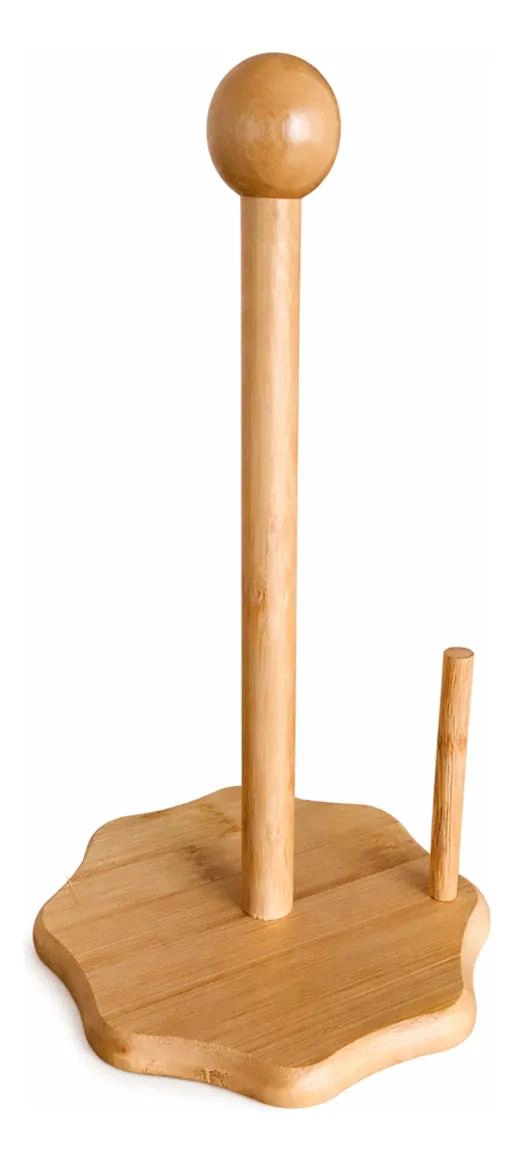 PORTA ROLLO PARA COCINA FABRICADO EN MADERA DE BAMBU RESISTENTE Y DURADERA - 1