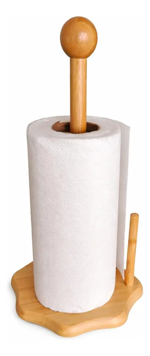 PORTA ROLLO PARA COCINA FABRICADO EN MADERA DE BAMBU RESISTENTE Y DURADERA - 2
