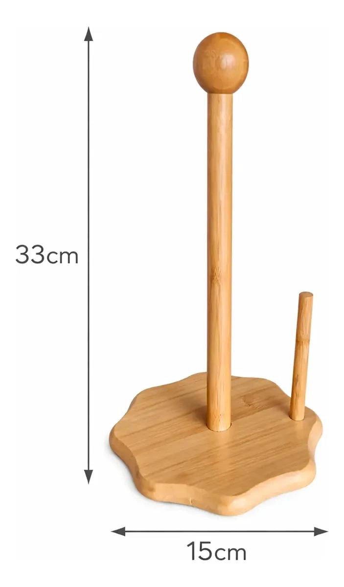 PORTA ROLLO PARA COCINA FABRICADO EN MADERA DE BAMBU RESISTENTE Y DURADERA - 4