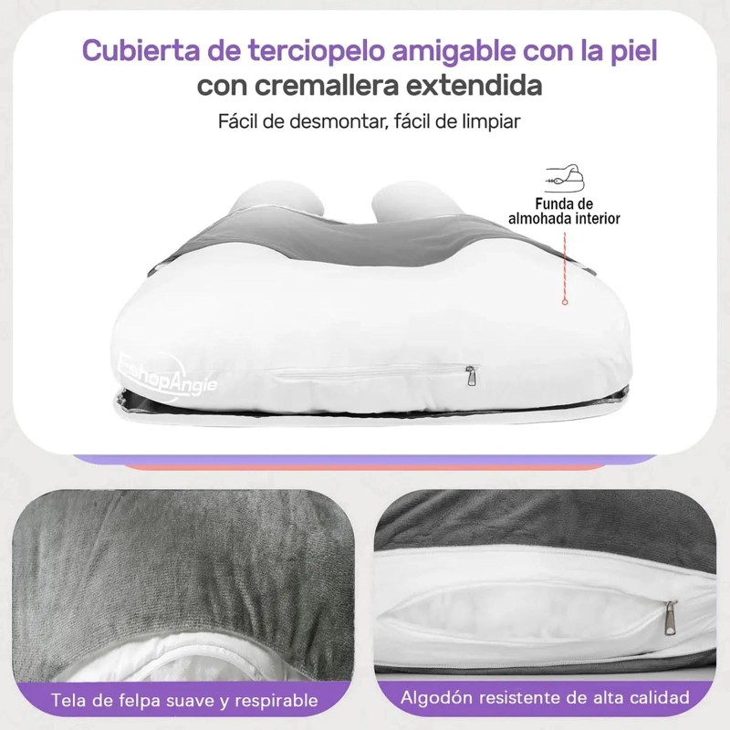 COJIN DE LACTANCIA MATERNAL CON FUNDA EXTRA SUAVE Y DISEÑO ERGONOMICO - 3