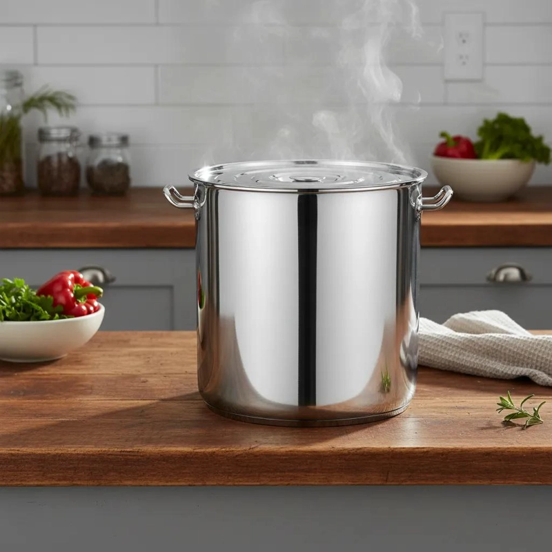 OLLA DE ACERO INOXIDABLE CON TAPA DE 35 LITROS PARA COCINA - 1