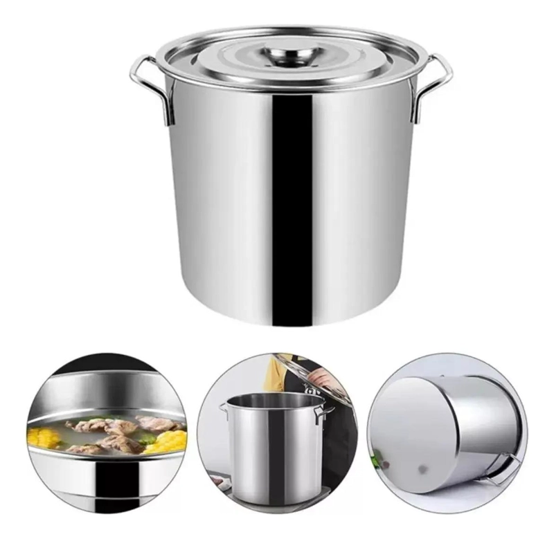 OLLA DE ACERO INOXIDABLE CON TAPA DE 35 LITROS PARA COCINA - 5