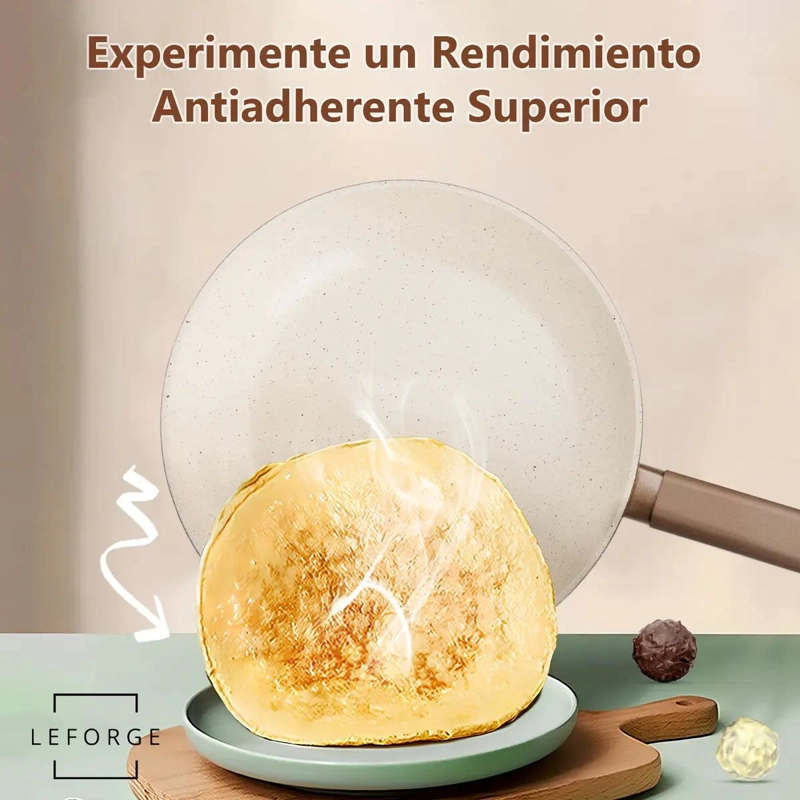 JUEGO DE COCINA ANTIADHERENTE CERAMICO DE 8 PIEZAS COLOR CHOCOLATE Y CREMA - 4