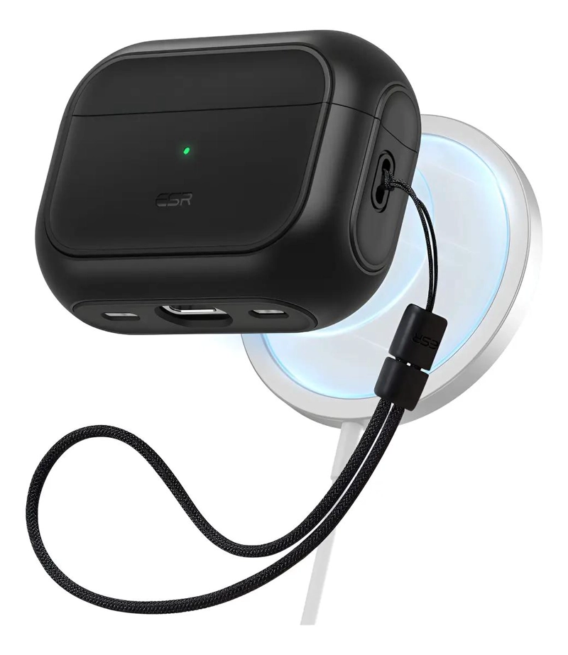 CARCASA PROTECTORA HIBRIDA NEGRA PARA AIRPODS PRO 3 CON DISEÑO ORBIT - 1