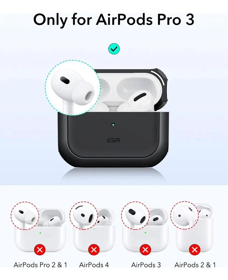 CARCASA PROTECTORA HIBRIDA NEGRA PARA AIRPODS PRO 3 CON DISEÑO ORBIT - 2