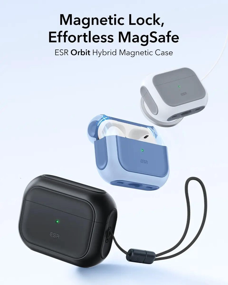 CARCASA PROTECTORA HIBRIDA NEGRA PARA AIRPODS PRO 3 CON DISEÑO ORBIT - 3