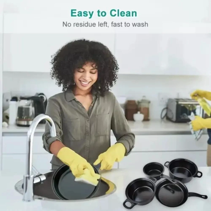 JUEGO DE COCINA 13 PIEZAS CON OLLA Y SARTE N ANTIADHERENTE NEGRO - 4