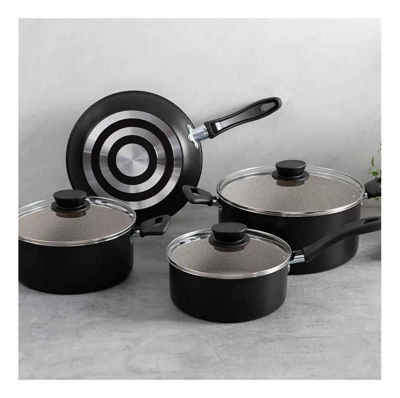 SET DE COCINA DE 7 PIEZAS EN COLOR NEGRO CON ACABADO RESISTENTE - 1