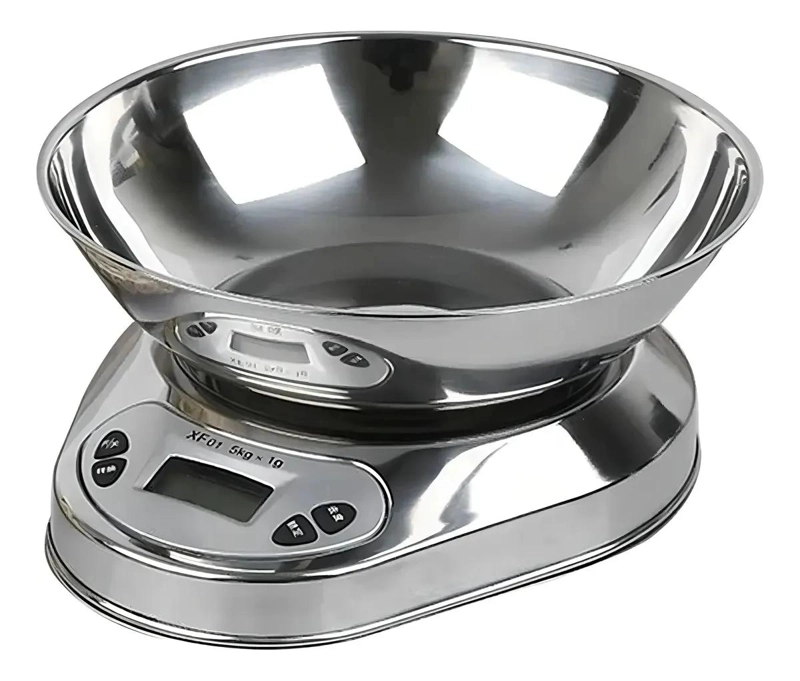 PESA DE COCINA DE ACERO INOXIDABLE CON BOWL DE 5 KG Y PRECISION DE 1 GRAMO - 1