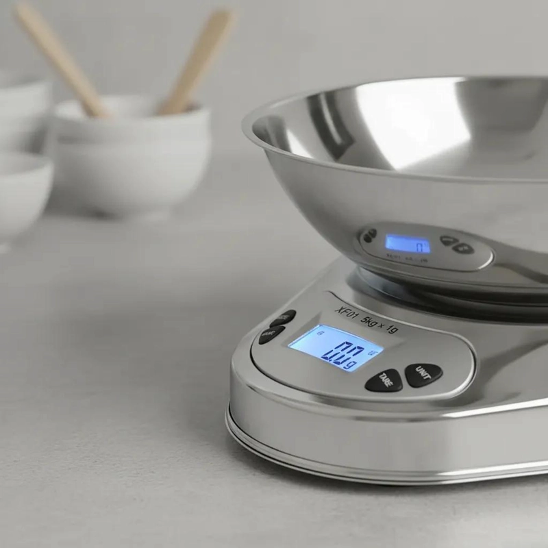 PESA DE COCINA DE ACERO INOXIDABLE CON BOWL DE 5 KG Y PRECISION DE 1 GRAMO - 4