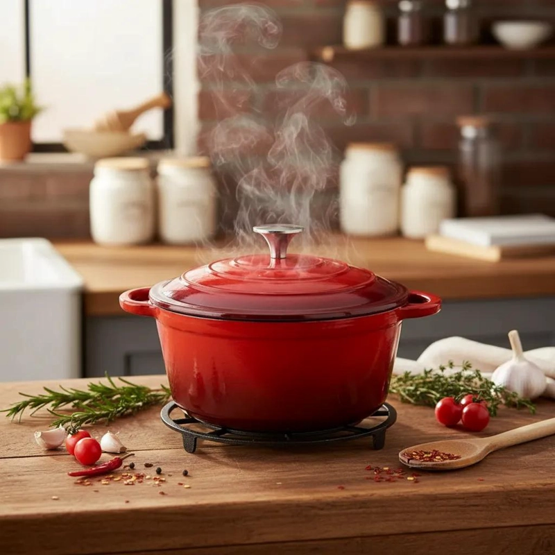 OLLA DE FIERRO FUNDIDO ESMALTADO DE 26 CM PARA COCINA - 3