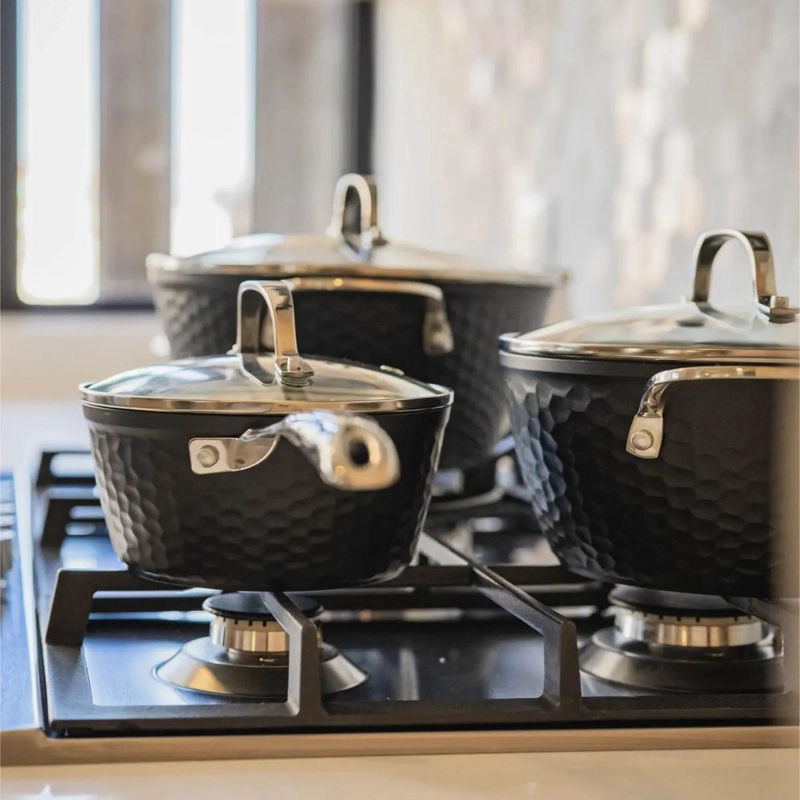 PACK BATERIA DE COCINA 7 PIEZAS Y SET DE 12 UTENSILIOS EN NEGRO - 2