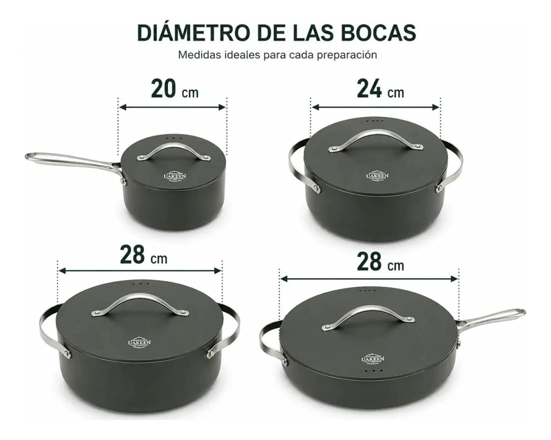 JUEGO DE OLLAS ANTIADHERENTES CON BATERIA DE COCINA DE 8 PIEZAS - 1