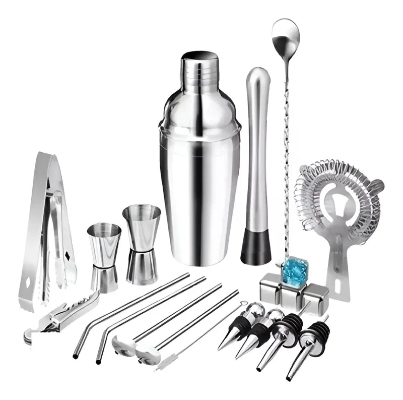 SET COMPLETO DE COCTELERIA CON 221 PIEZAS EN ACERO INOXIDABLE - 1