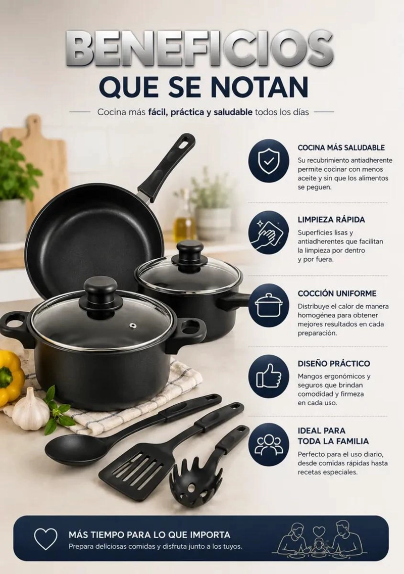SET COMPLETO DE OLLAS ANTIADHERENTES PARA COCINA CON 13 PIEZAS - 4