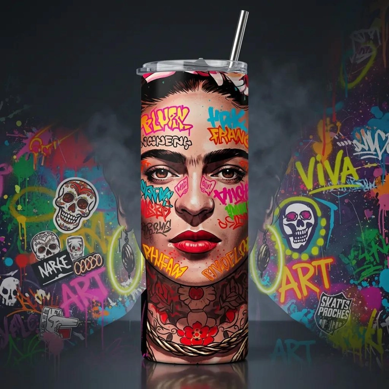 BOTELLA TE RMICA DE ACERO INOXIDABLE CON DISEÑO ARTISTICO DE 600 ML - 3