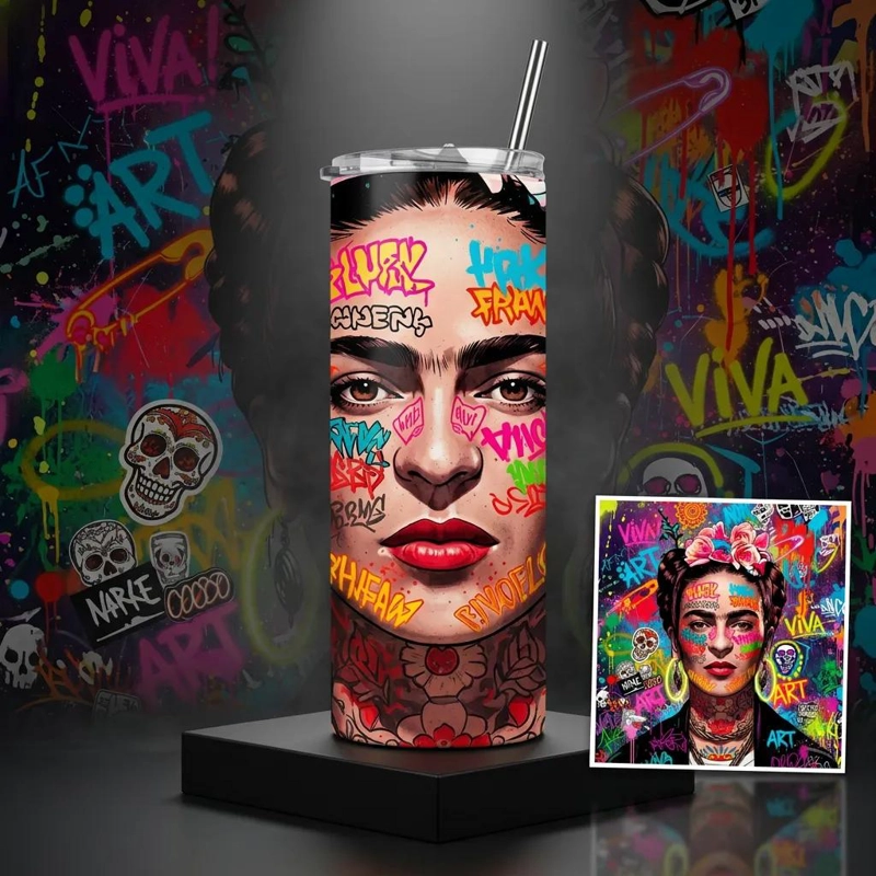 BOTELLA TE RMICA DE ACERO INOXIDABLE CON DISEÑO ARTISTICO DE 600 ML - 4