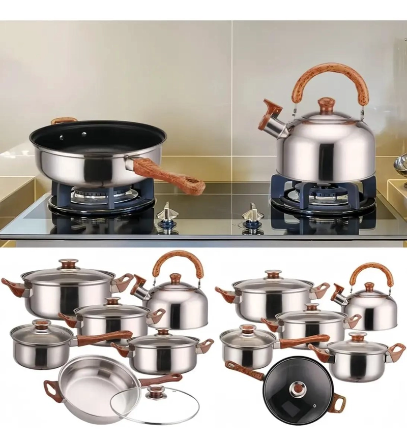 JUEGO DE COCINA 12 PIEZAS ACERO INOXIDABLE CON DOBLE FONDO - 2