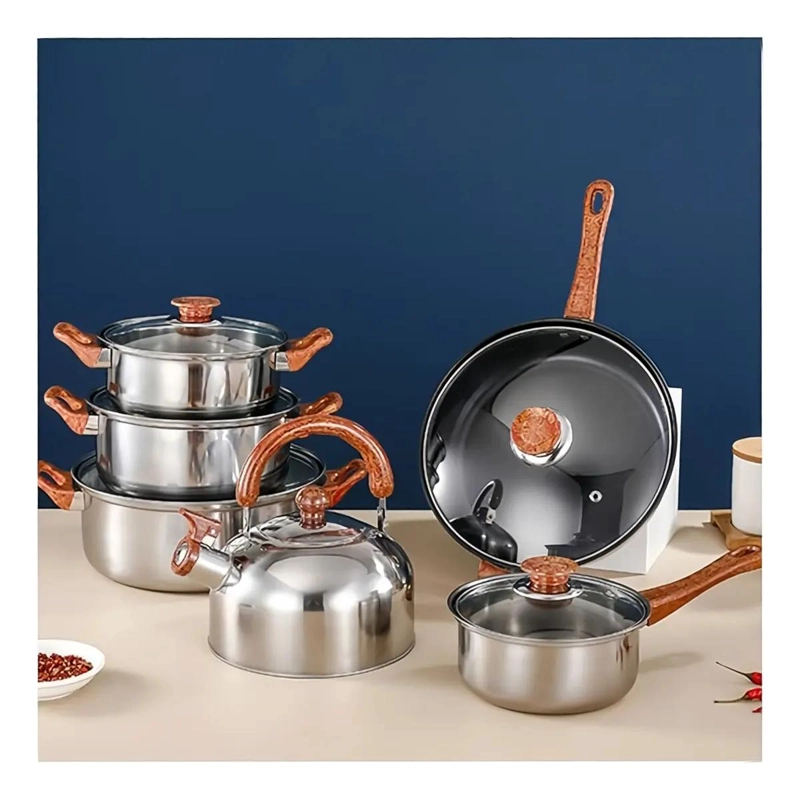 JUEGO DE COCINA 12 PIEZAS ACERO INOXIDABLE CON DOBLE FONDO - 3