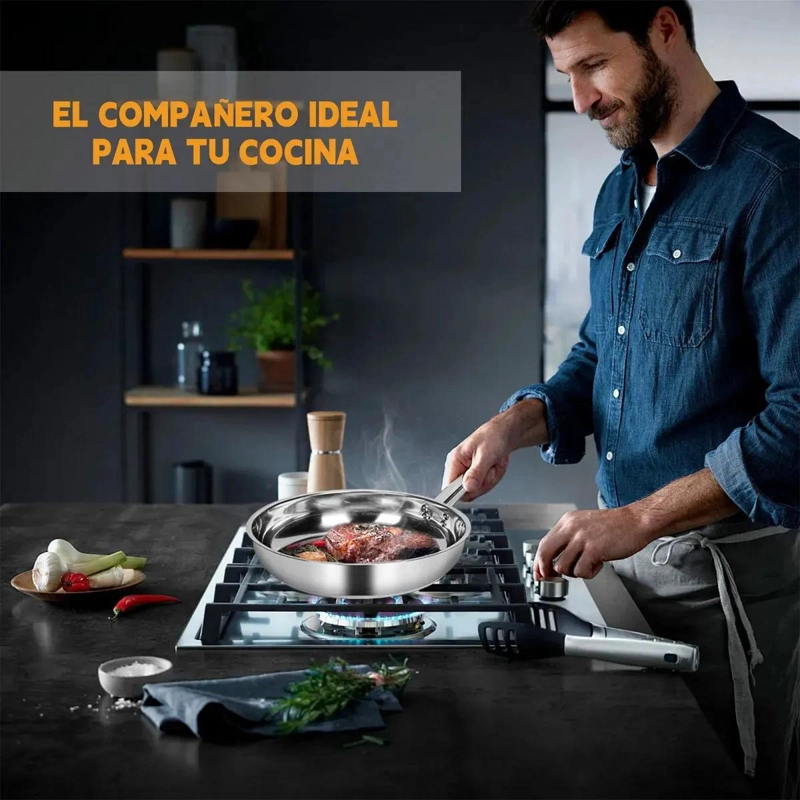 JUEGO DE OLLAS Y CACEROLAS DE ACERO INOXIDABLE 15 PIEZAS PARA COCINA - 3